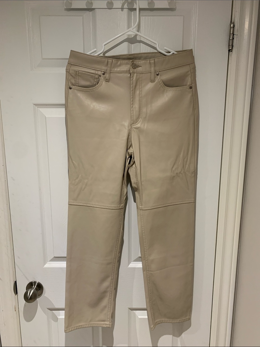 GAP Beige Straight-Leg Women’s Vegan Leather Pants